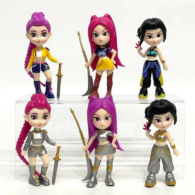 Kpop Figurine Set 6-Piece Anime Model Toys for Home Collections Office Desk Display Perfect Gift for Boys and Girls