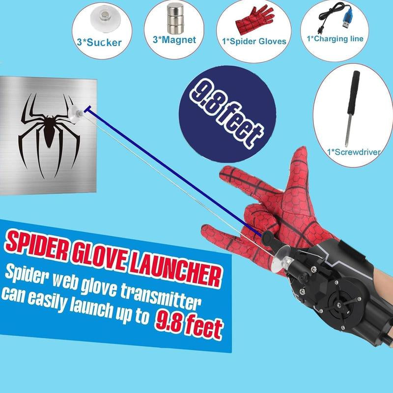 Spider Web Shooters Real,Spider Silk Launcher Wrist Toy for Kids, Realistic Web Launcher String, Cool Gadgets String Gloves Shooters Toy for Superhero Role-Play
