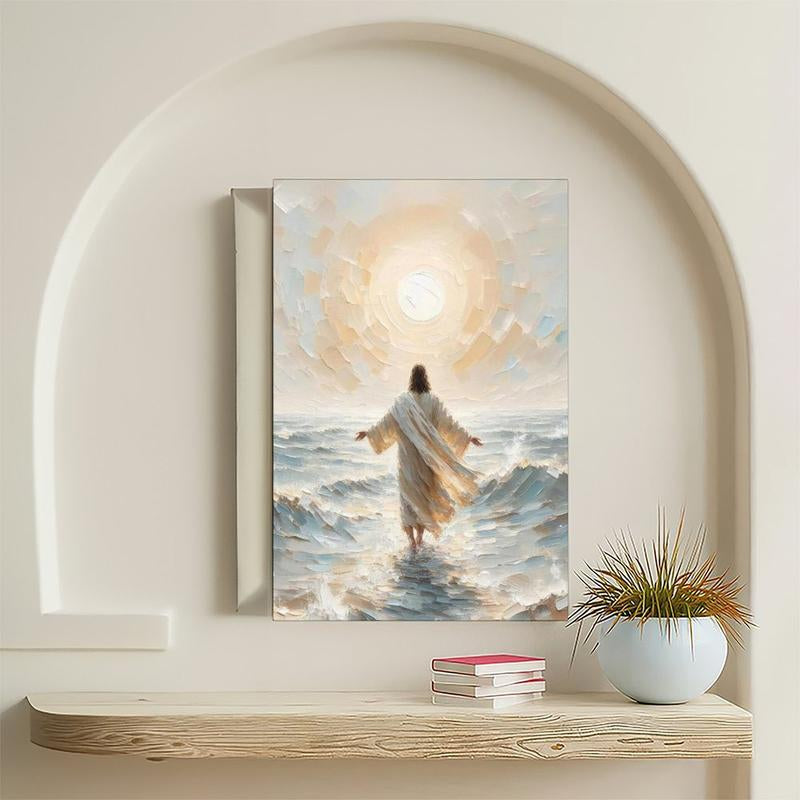 Palette Dreams Jesus Walking on Water Canvas Wall Art Painting Christian Bible Story Wall Decor Painting Poster Print Artwork for Living Room Bedroom Church Prayer Room Decor