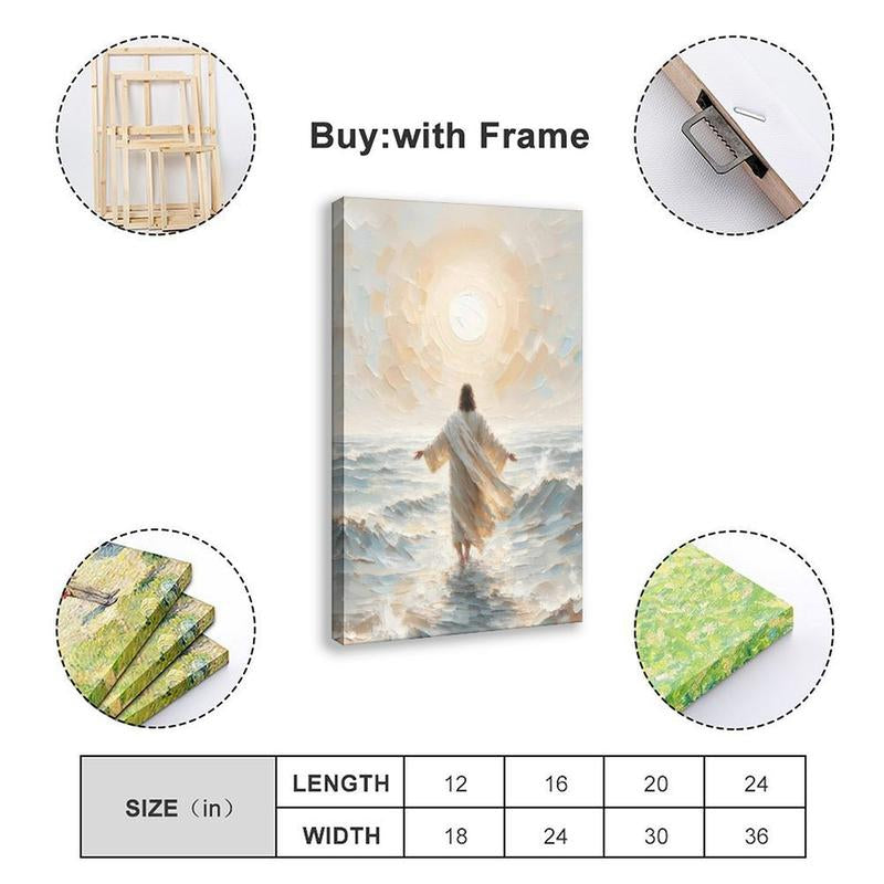 Palette Dreams Jesus Walking on Water Canvas Wall Art Painting Christian Bible Story Wall Decor Painting Poster Print Artwork for Living Room Bedroom Church Prayer Room Decor