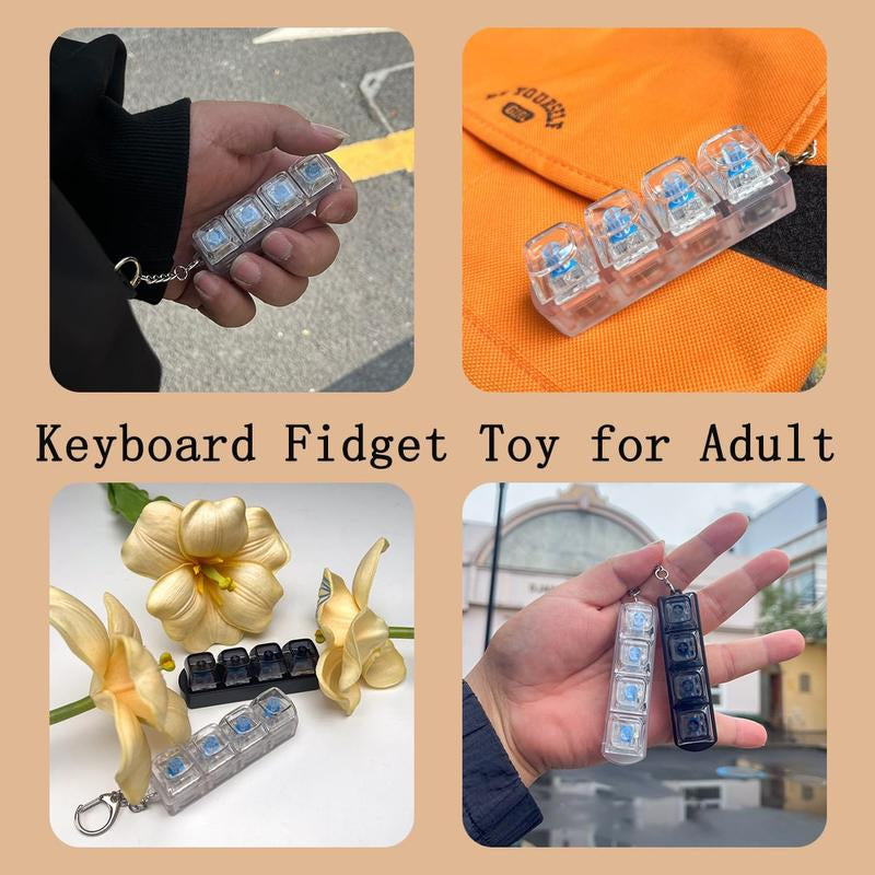 Fidget Toys, LED Keyboard Keychain, Fingertip Clicker, Stress Relief Keychain, Stress Relief Gadgets, Fun Pendant for Boys Girls, Fidget for Anxiety, Anxiety Fidgets
