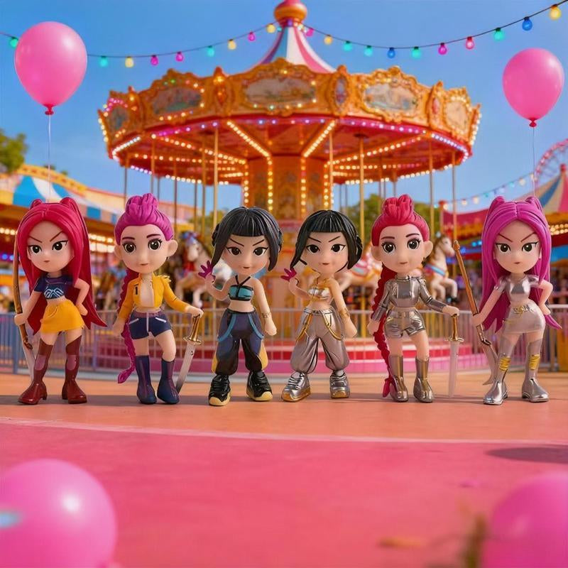 Kpop Figurine Set 6-Piece Anime Model Toys for Home Collections Office Desk Display Perfect Gift for Boys and Girls