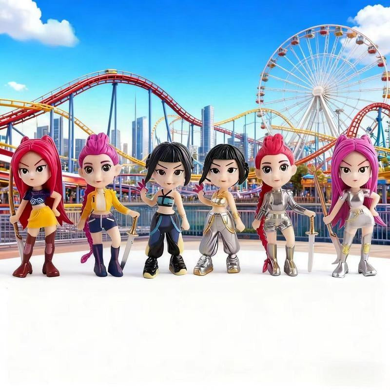 Kpop Figurine Set 6-Piece Anime Model Toys for Home Collections Office Desk Display Perfect Gift for Boys and Girls