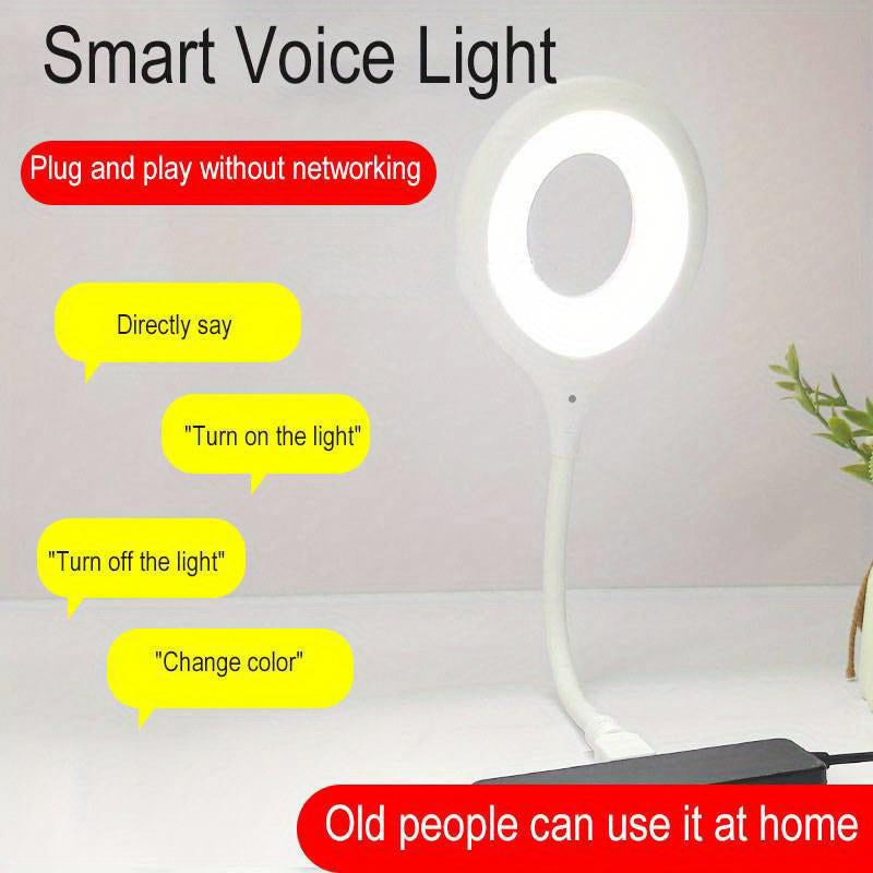 1Pcs Voice Control USB Reading Flexible Gooseneck Led Light for Bedside Reading Soft Night Light Smart Voice Activation for Bedroom Office and Study Use