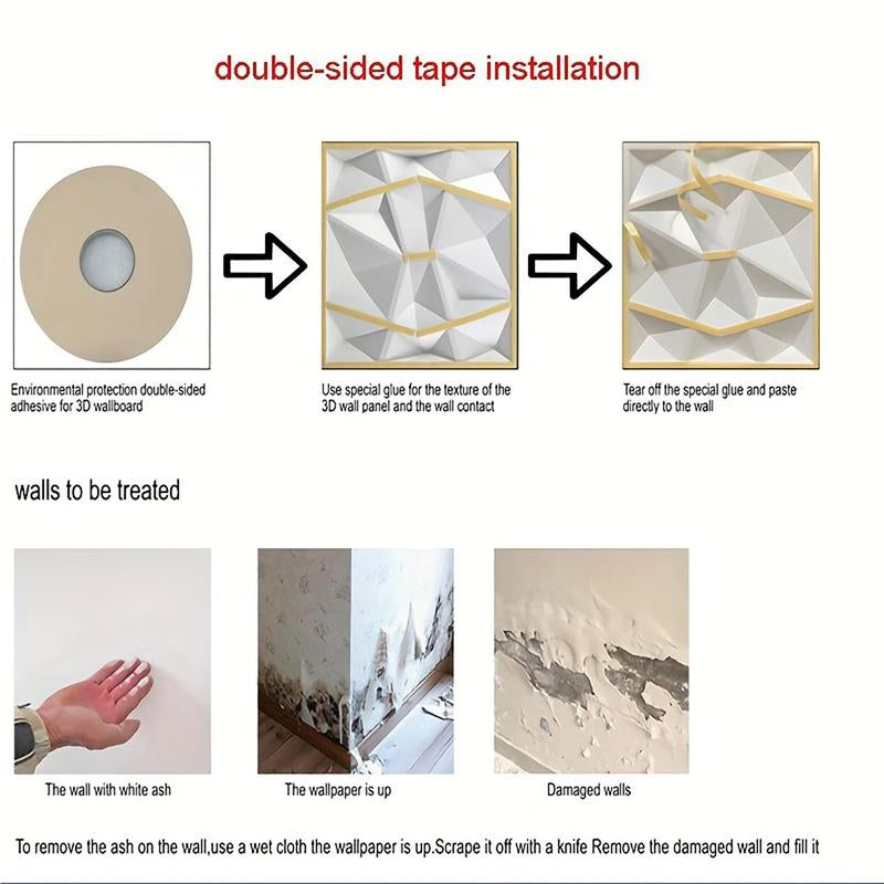 3D Geometric Wall Panel, 6Pcs/Set PVC Wall Decor for Room Decor, Wallpaper for Home Living Room Bedroom Decor, Wall Board Panel