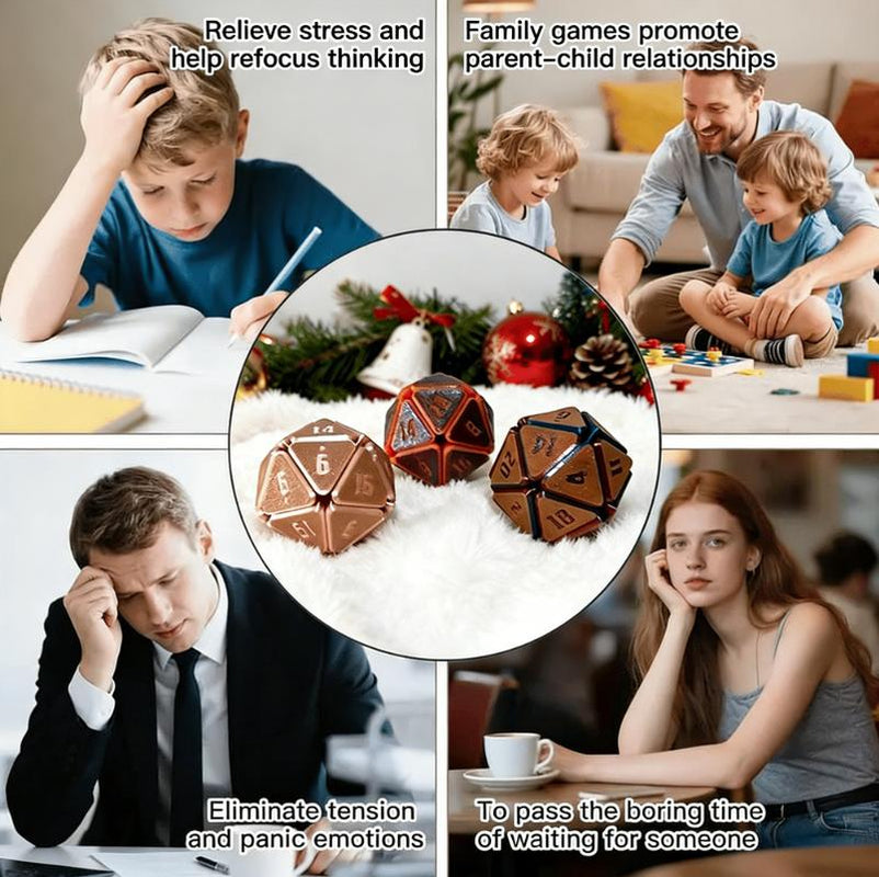 Squishy D20 Fidget Toy – Soft Press Dice with Addictively Satisfying Click & Squish, Multicolor Stress Relief Desk Toy for Anxiety, Gamers & Gifts