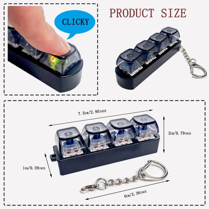 Fidget Toys, LED Keyboard Keychain, Fingertip Clicker, Stress Relief Keychain, Stress Relief Gadgets, Fun Pendant for Boys Girls, Fidget for Anxiety, Anxiety Fidgets